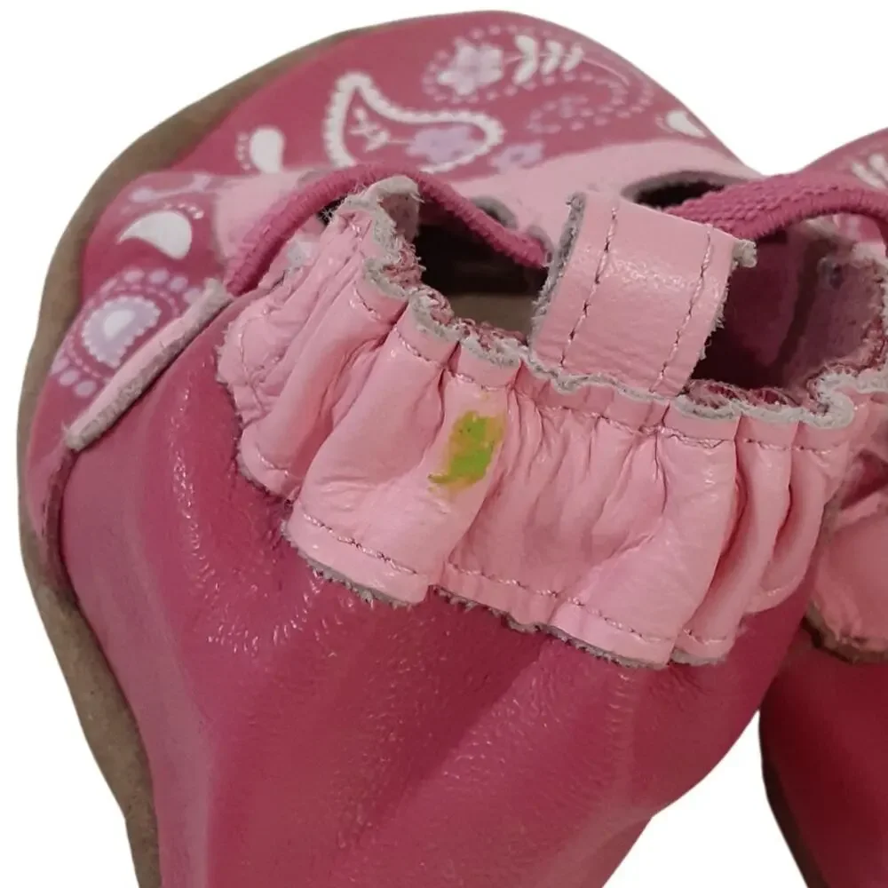 Robeez Baby Pink Paisley Mary Jane Crib Shoes Baby Girl 12-18mo Cowgirl Western